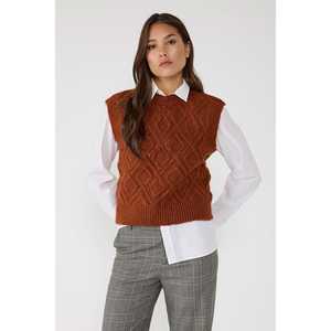 Suéter Casual Tejido a Crochet 100% Acrílico con Patrón Geométrico, Cuello Redondo sin Mangas - Product Image 1