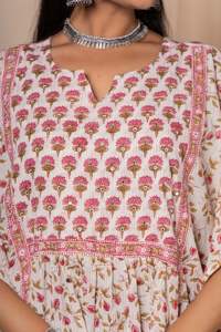 Kaftan índigo con estampado de algodón Hippie informal para mujer India hasta la rodilla ropa de playa de verano Kaftan de estilo de vacaciones tejido más Popular - Product Image 2