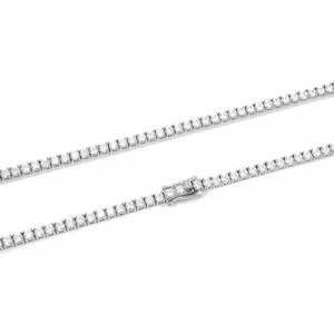 Cadena de tenis de oro blanco macizo de 14K con diamantes de 3MM, collar deslumbrante - Product Image 3
