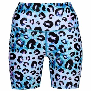 Blue Solid Breathable Eco-Friendly <b>Waterproof</b> Washed High Elastic Waist Hip Hop Fitness <b>Shorts</b> for Women - Product Image 1
