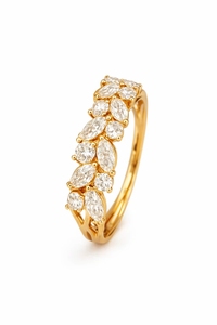 Anillo de Eternidad con Diamantes de Laboratorio y Oro Puro de 18K con Certificación IGI, Diseño Floral de Hojas, Anillo de Bodas para Mujer - Product Image 3