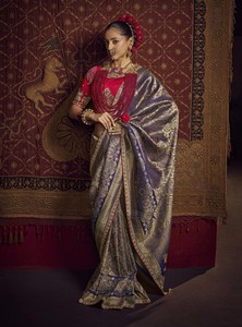 Nouvelle conception de chemisier et pallu pour femmes en viscose pure Dola avec travail manuel, également avec dentelle fantaisie de créateur - Product Image 2