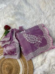 Calidad Premium estilo moderno puro suave Zimmy seda Saree con 3 mm secuencia bordado Trabajo Mujer moda exportador proveedor - Product Image 2