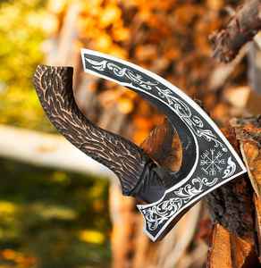 Cuchillo para Pizza de Acero al Carbono de Alta Calidad con Diseño Nuevo para Acampar, Hacha Premium para Exteriores con Funda de Cuero Fino - Product Image 6