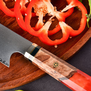 Les deux couleurs Design couteau de Chef 8 pouces professionnel japonais en acier damas couteau de Chef de cuisine avec manche en bois de résine pour chef - Product Image 5