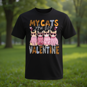 Camiseta de San Valentín con diseño de gato, diseño de mi gato es mi San Valentín, para amantes de los gatitos, color negro - Product Image 3