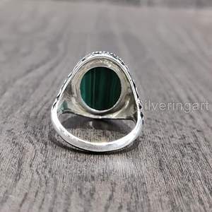 Anillo de Plata de Ley 925 con Malaquita Natural, Piedra de Nacimiento de Mayo, Joyería para Cumpleaños y Navidad, Novedad al por Mayor para Hombre - Product Image 6