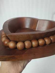 Wholesale Modern Mango Wood Beaded Walnut Brown <b>Heart</b>-<b>shaped</b> Candle <b>Bowl</b> for Christmas Farmhouse Home Decor Empty Candle Vessel - Product Image 5
