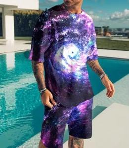 Ensemble de t-shirts surdimensionnés décontractés deux pièces pour homme, vêtements d'été surdimensionnés, unis, vente en gros 100% polyester - Product Image 2