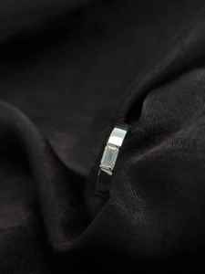 Hip Hop plateado Moissanite diamante Esmeralda corte hombres anillo bisel conjunto joyería para hombres 925 plata esterlina - Product Image 2