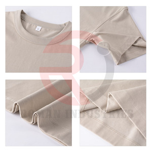 เสื้อยืดคอกลมแขนสั้นสำหรับผู้ชายและผู้หญิงทรงหลวมเปิดไหล่ผ้าฝ้ายหนาออกแบบได้ตามที่ต้องการ - Product Image 5