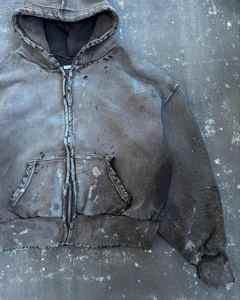 Sweat à capuche pour homme, streetwear d'hiver personnalisé par un designer, en coton épais, à épaules tombantes, effet délavé vintage, délavé à l'acide - Product Image 3