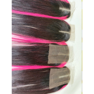 ผม100% เรมี่เวียดนาม2โทนสำหรับผม HD ลูกไม้สีชมพูไฮไลต์เครื่องจักรต่อผมมนุษย์ผ้าคู่ขายส่ง - Product Image 3