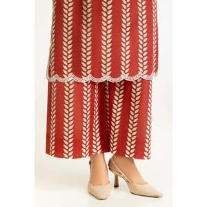 Conjunto de 2 Piezas para Mujer, Estilo Bohemio, Color Rojo Metálico, Estampado Cambric, Shorts por Encima de la Rodilla, Disponible en Tallas XS a 2XL, para Primavera/Verano - Product Image 5