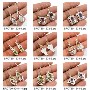 Prix de gros de haute qualité 925 argent Sterling naturel vert Onyx pierre précieuse forme ronde boucles d'oreilles bijoux faits à la main inde - Product Image 5