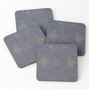 1417 Mango Wood/Acacia Wood Over Printed Tea Serving <b>Coasters</b> 4 Pieces <b>Set</b> - Product Image 4