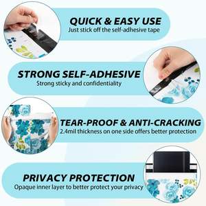 Paquete de 100 Bolsas de Poliéster de 25x33cm, Autoadhesivas, Impermeables, Resistentes a Desgarros, Duraderas, 2.3M, Diseño Floral Azul - Product Image 3