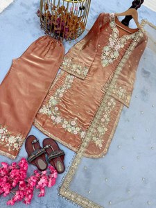 New Arrival Party Wear <b>Kurti</b> Set <b>For</b> <b>Women</b> Featuring Heavy Embroidery Kurta With Bottom And Dupatta <b>For</b> Festivals And Wedding - Product Image 3