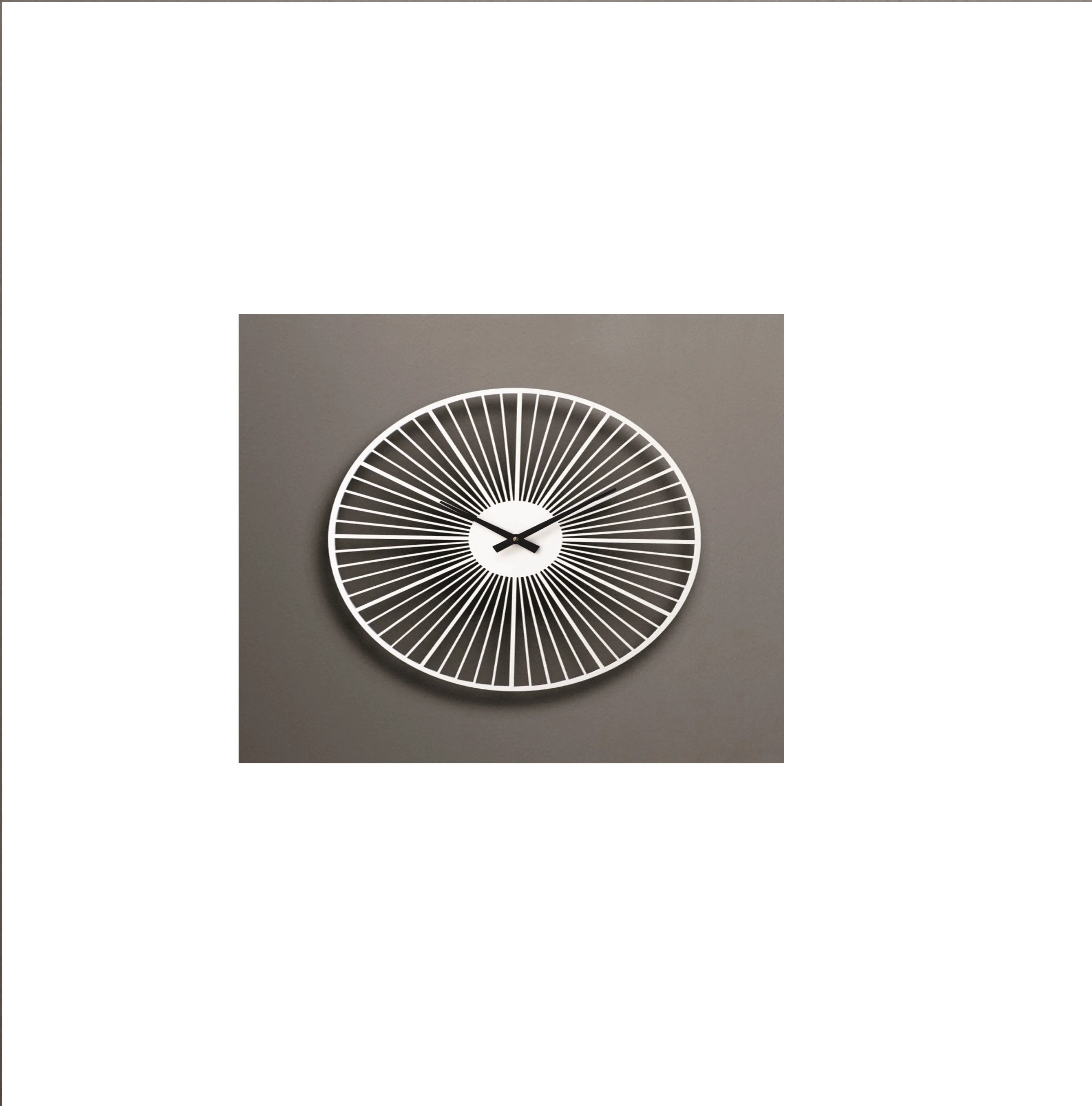 Best selling Wooden wall Clock White Powder Coated Wheel Pattern Light weight High Quality Handmade Interior Decoration