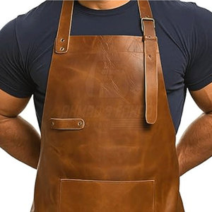Premium Genuine <b>Leather</b> Men's Comfortable Durable Adjustable Vest Style Kitchen Workshop BBQ Cooking <b>Apron</b> - Product Image 6