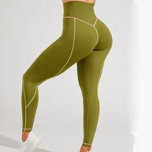 Custom Logo Tummy Control V Back Tight Gym Scrunch Butt Legging For Women Wholesale In China