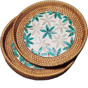 Superior Quality Rattan-Shaped Wooden Serving <b>Tray</b> for <b>Kitchen</b> Home Wedding Party Tabletop Decor for Dinnerware Food Serving - Product Image 3