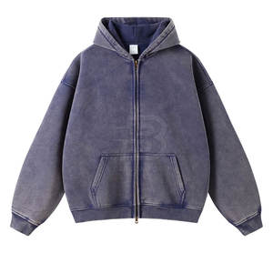 Sweat à capuche d'hiver en coton épais pour hommes, motif solide délavé à l'acide, avec col à capuche lavé à l'acide de haute qualité, OEM vente en gros - Product Image 1