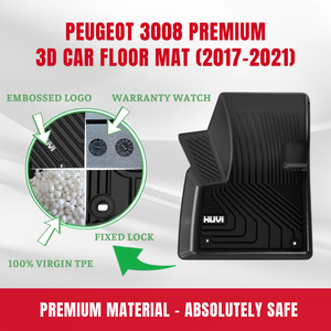 Nouveau Viet Nam de haute qualité 60x70cm taille 2 ans de garantie tous temps ensemble complet 3mm PEUGEOT 3008 tapis de voiture de couleur noire - Product Image 3