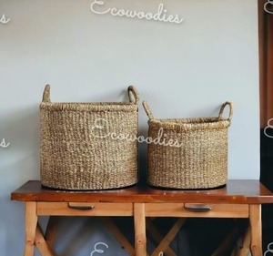 Round Woven Natural Rattan <b>Wicker</b> <b>Laundry</b> Storage <b>Basket</b> Handcrafted Round Woven Jute <b>Basket</b> Handmade Clothing Toys Organize - Product Image 3