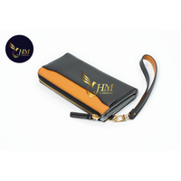 Tas Clutch Wanita Motif Solid Merek Terkenal Tas Tangan Mewah dengan Ritsleting Kulit Asli Model Terbaru untuk Wanita Hien Minh