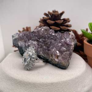 Bagues fines en or 14K haute qualité classique Marquise Lab Grown Diamond Baguette Cluster fiançailles bijoux de mariage pour les fêtes - Product Image 6