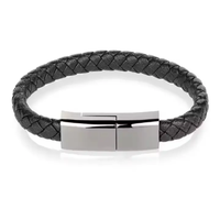 Bracelet chargeur de type C en cuir tressé, câble de charge de données USB C Micro USB pour téléphone portable iPhone
