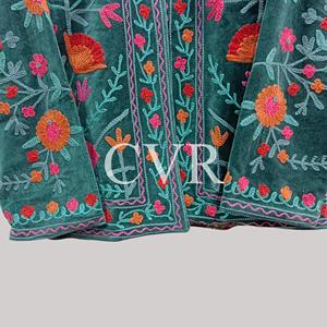 Manteau en velours brodé à la main à motif floral, col mandarin, manches longues, grande taille, vêtements d'extérieur décontractés pour femmes, automne - Product Image 6