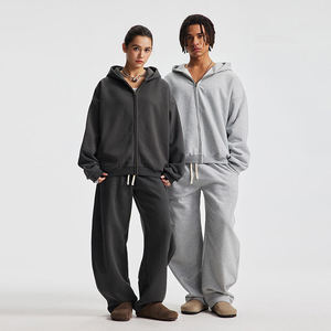 Full Zip Oversized Hooded Jacket Unisex Heavy Fleece Winter <b>Streetwear</b> Loose Fit Warm Casual 430g Sweatshirt Trend Design - Product Image 3