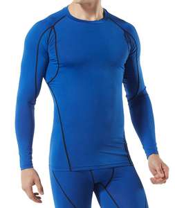 เสื้อรัดกล้ามเนื้อแขนยาวผ้าไนลอนสแปนเด็กซ์แห้งเร็วเสื้อรัดรูปพิมพ์โลโก้ฟิตเนส - Product Image 1