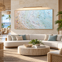 Tableau mural peint à la main, toile texturée, océan aérien, plage, nageurs colorés, vague côtière, décoration moderne pour salon et hôtel