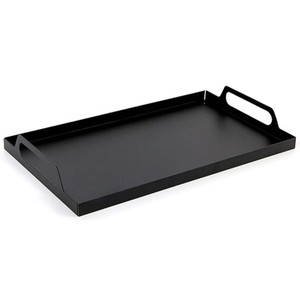Plateau de service rond en fer au design classique enduit de poudre noire pour le stockage des aliments dans l'assiette décorative de table - Product Image 5
