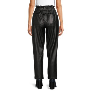 Pantalones de Cuero PU de Cintura Alta para Mujer, Personalizados, de Alta Calidad, Cintura Elástica, Casuales, Frente Plano, Ropa de Calle de Invierno, Transpirables y de Secado Rápido - Product Image 4