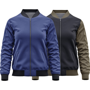 Chaqueta Bomber de béisbol de poliéster 100% para mujer con cuello alto cremallera Patchwork Streetwear diseño patrón sólido - Product Image 1