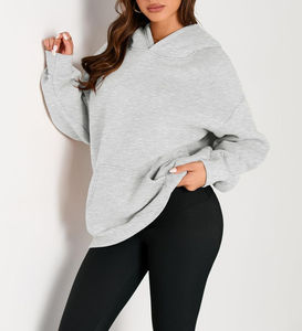 Sudaderas de lana con capucha de gran tamaño para mujer suéteres de manga larga de invierno/otoño con bolsillo nuevo estilo patrón de letras logotipo frontal - Product Image 2