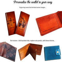 Porte-cartes en cuir rouge fait main, long, pour homme, avec fil ouvert, orné de surpiqûres noires, couleur personnalisée, cadeau personnalisé