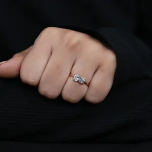 แหวนเพชรทรงรี Toi Et Moi ที่เพาะเลี้ยงในห้องปฏิบัติการ ประดับด้วยเงินสเตอร์ลิงและทองคำ ความใสระดับ VS สี EF - คอลเลกชันแหวนเพชรสุดหรู - Product Image 5