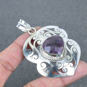 Best Price for Handcrafted Women Silver Plated Brass Jewelry Natural Purple <b>Amethyst</b> Gemstone <b>Pendant</b> Fine Jewelry for Woman - Product Image 1