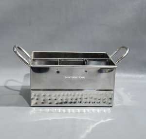 Pinzas de cubo de hielo clásicas de acero inoxidable de 5 compartimentos de alta resistencia, barra de forma rectangular, Caddy, uso multiusos, fiestas, Picnics - Product Image 3