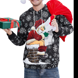 เสื้อสเวตเตอร์สวมหัวมีฮู้ดพิมพ์ลายลำลองสำหรับผู้ชายวัยรุ่นของขวัญแฟชั่นสไตล์คริสต์มาสสนุก - Product Image 2