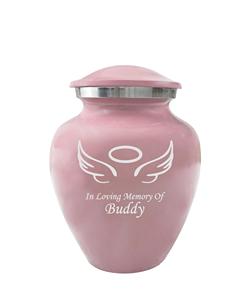 Pink Pet Cremation Urns, Urn for Cats, <b>Dogs</b>, Artwork Cremation Urn, <b>Ash</b> Urns with Personalized Engraving (Angel Wings) - Product Image 1
