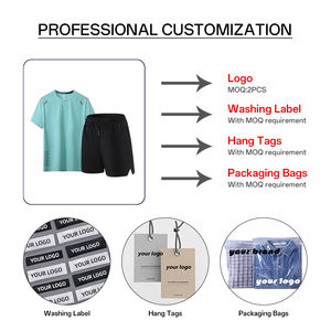 Conjunto Deportivo de Verano para Hombre, Camiseta de Manga Corta y Pantalones Cortos, 2 Piezas, Cuello Redondo, para Entrenamiento, Gimnasio, Correr, Algodón Transpirable - Product Image 6