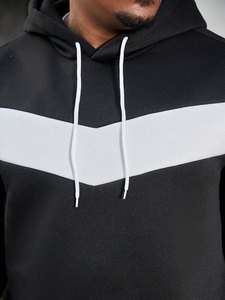 Conjunto de chándal de rayas blancas y negras con capucha y pantalones de Jogger de rayas laterales, traje informal de 2 uds para ropa deportiva de gimnasio, diseño de logotipo personalizado - Product Image 4