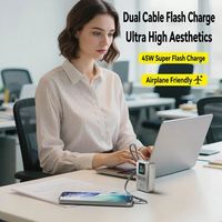 Batterie externe 20000mAh 45W/65W PD à charge rapide avec écran TFT carré, câbles doubles intégrés, alimentation pour 4 appareils MH857A