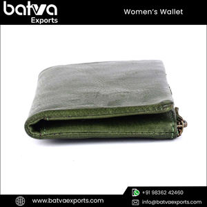 High Quality Vintage Women's <b>RFID</b> Blocking <b>Wallet</b> Full Grain Oil Pull Genuine Leather with Long Zipper Exclusive Range Polyester - Product Image 3